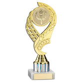 GOLD/SILVER 'OLYMPIC' HOLDER ASSEMBLED ON MARBLE (2" CEN/1" TUBE) - 8in
